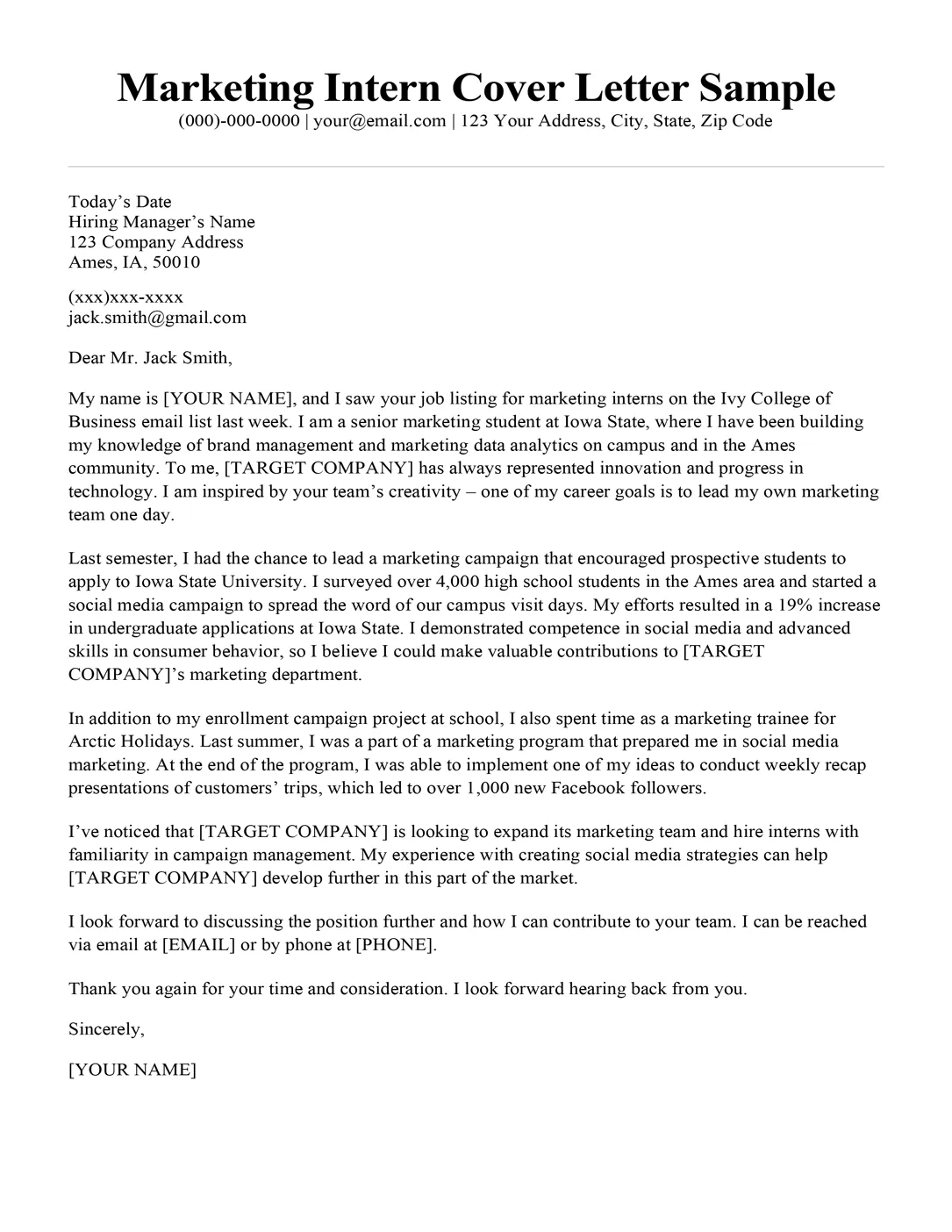 42505 marketing skills examples