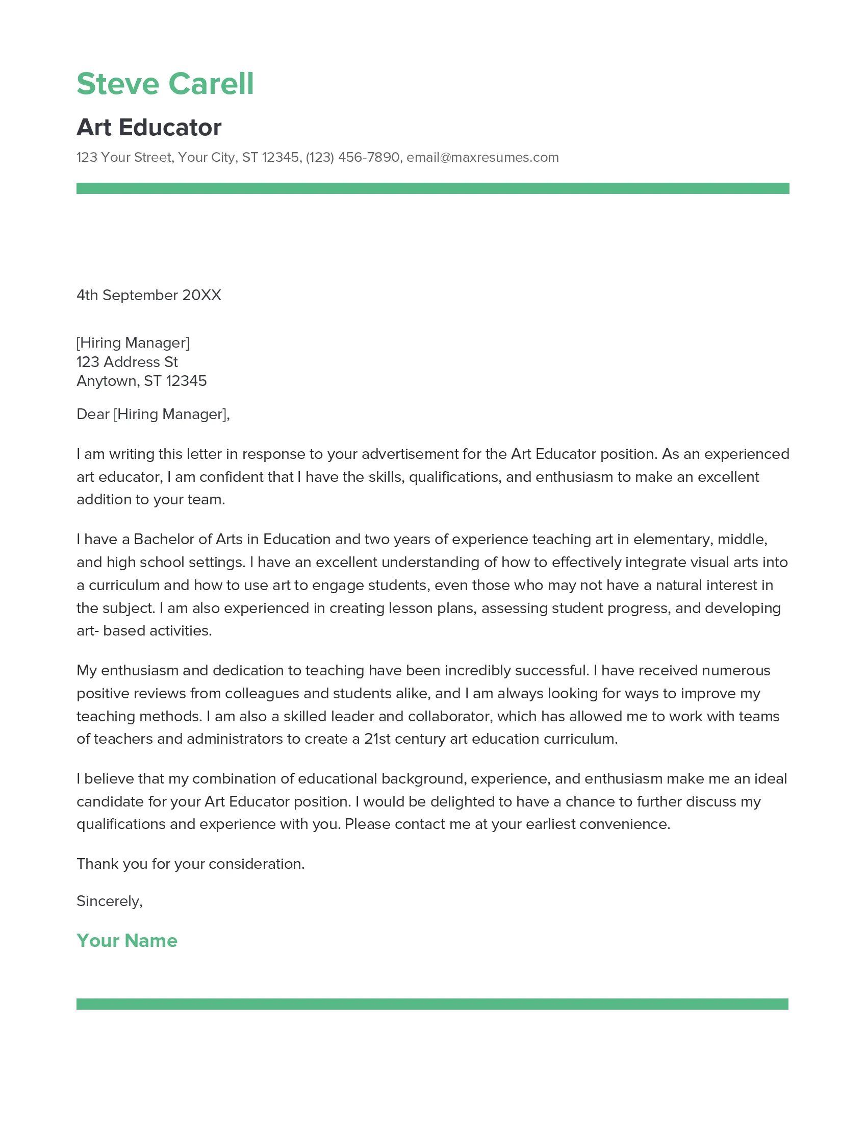 42512 art teacher resume