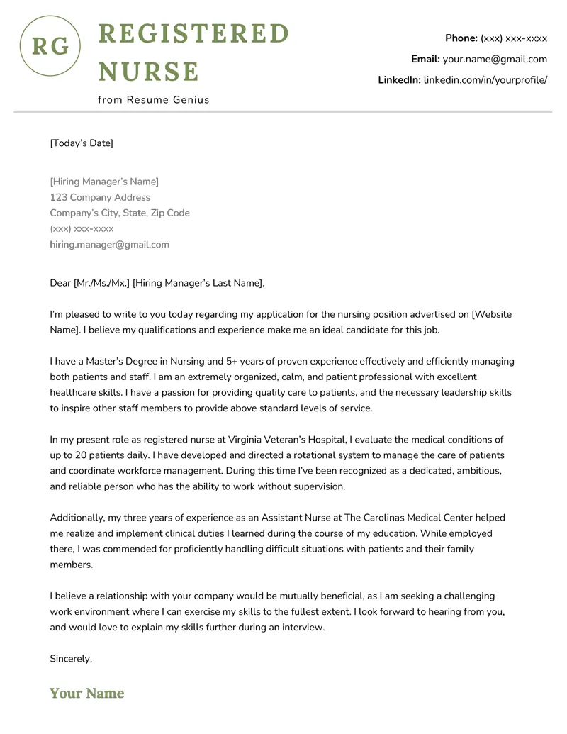 42518 nursing cover letter keywords