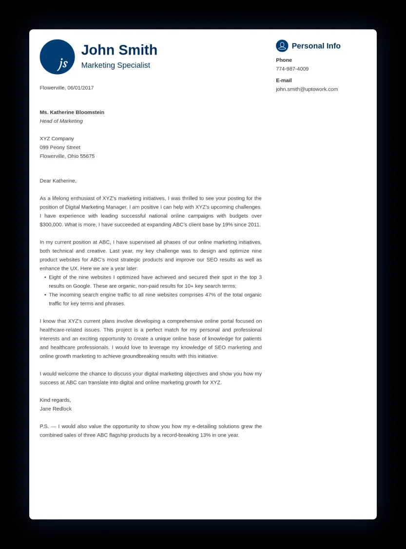 42525 cover letter formatting
