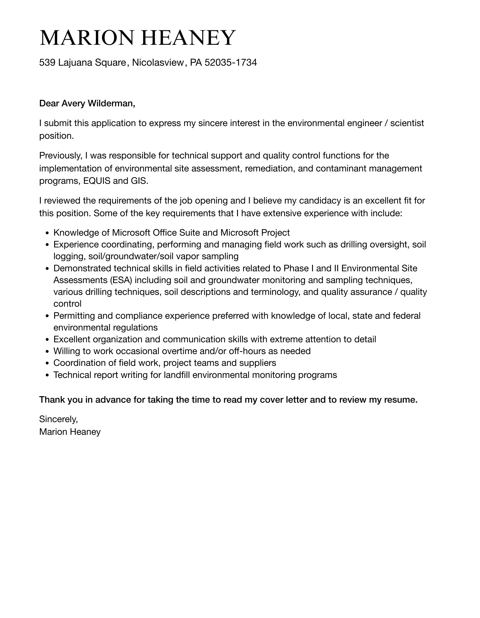 42529 environmental engineer resume