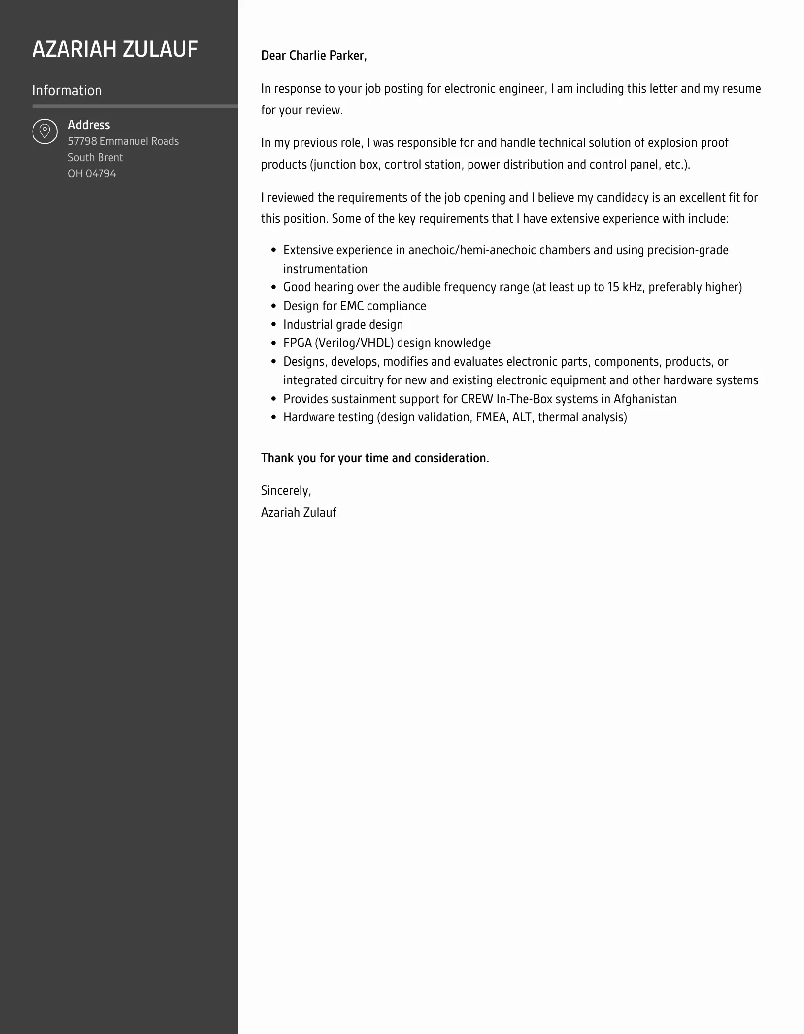 42531 electronic engineer cover letter hardware