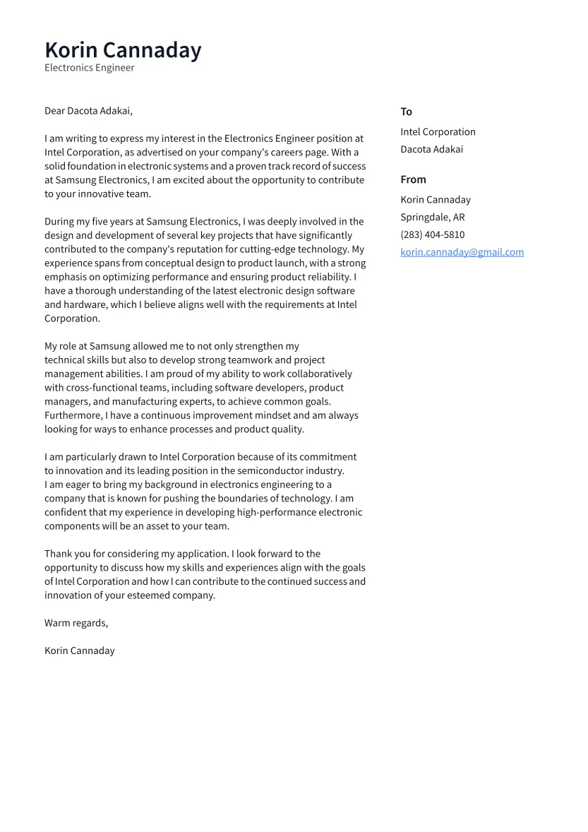 42531 electronic engineer cover letter software