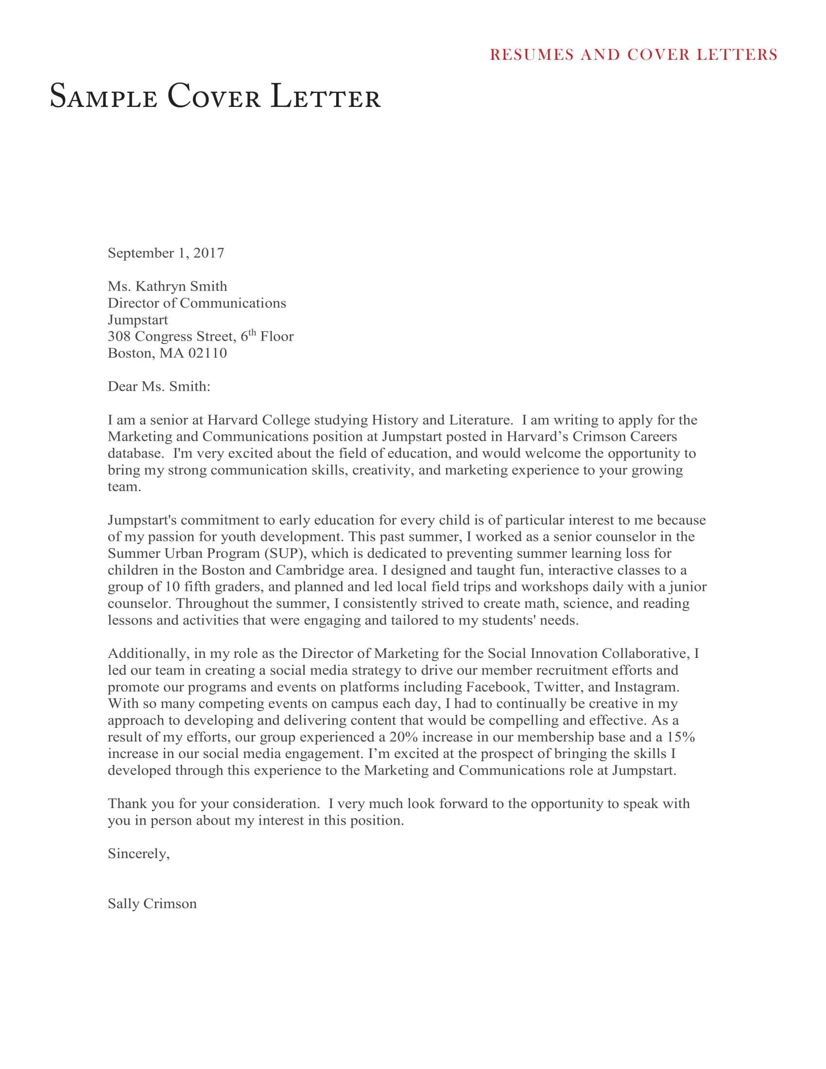 42564 marketing cover letter