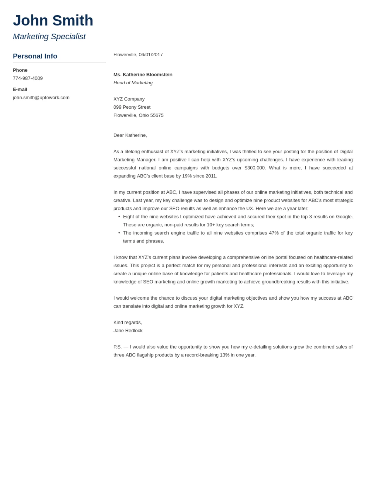 42564 professional cover letter