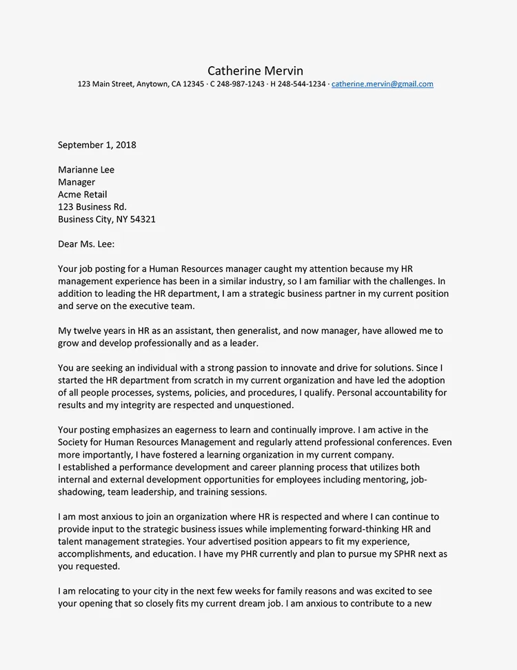 42566 hr cover letter elements