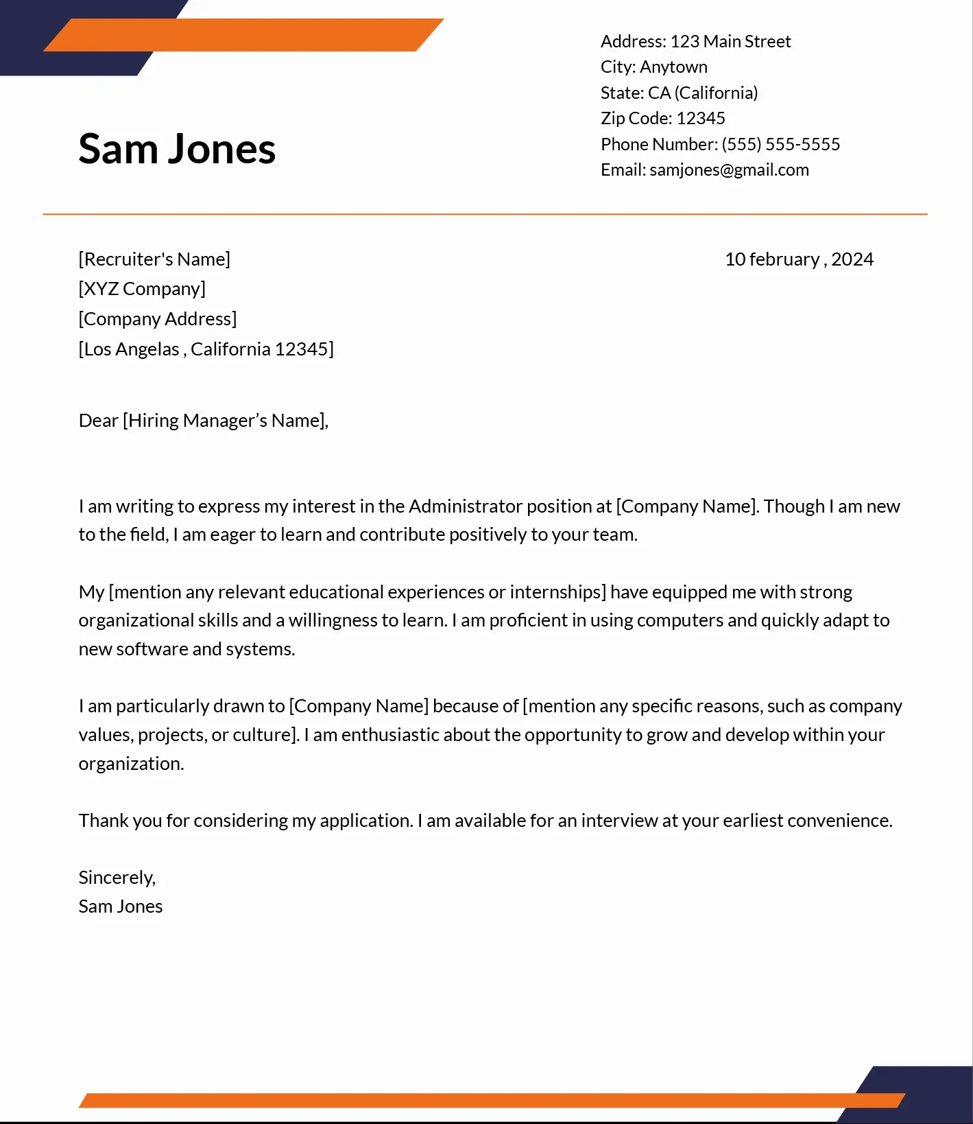 42575 admin cover letter action verbs