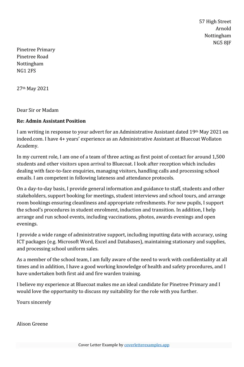 42575 admin cover letter mistakes