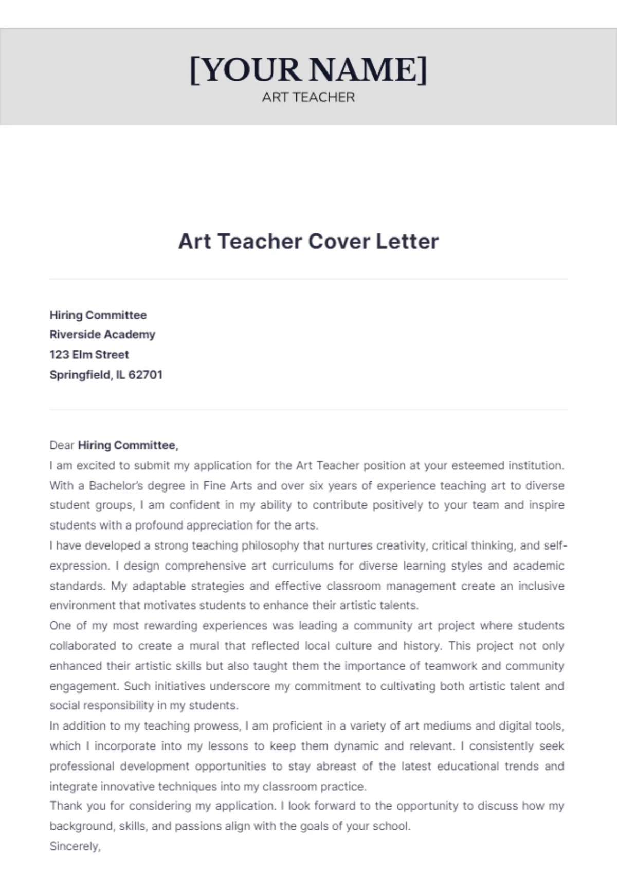 42590 art professor cover letter interview