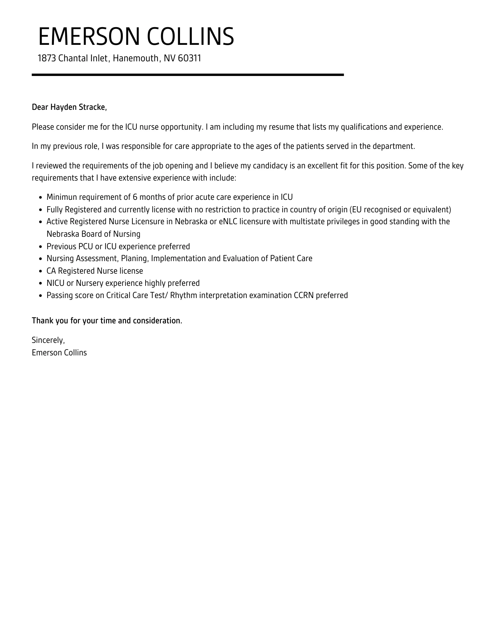 42591 icu nursing experience