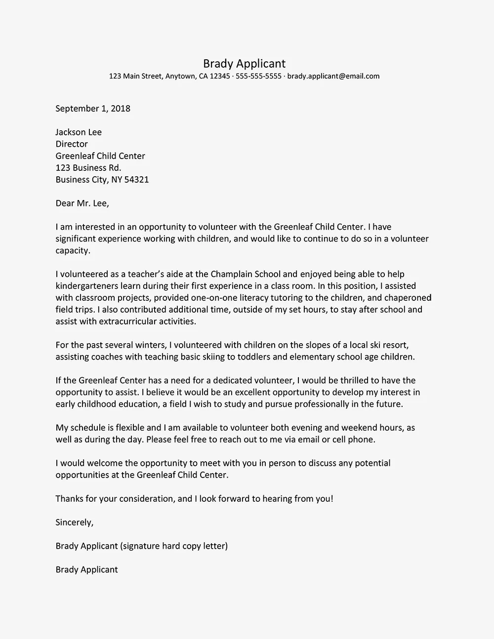 42599 volunteer cover letter writing