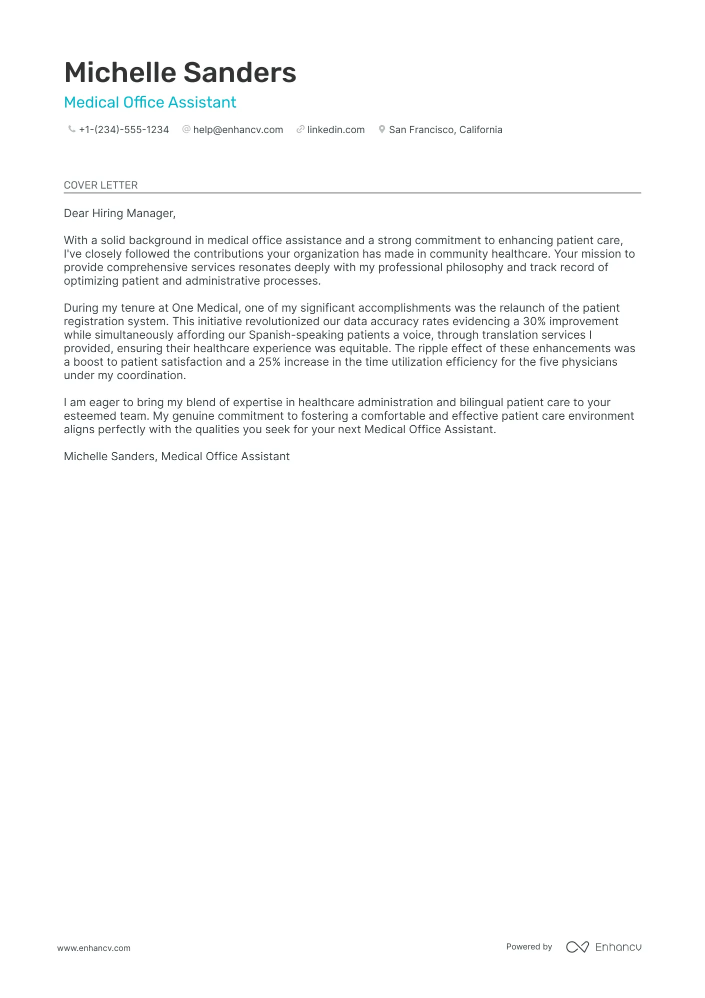42605 contact information cover letter