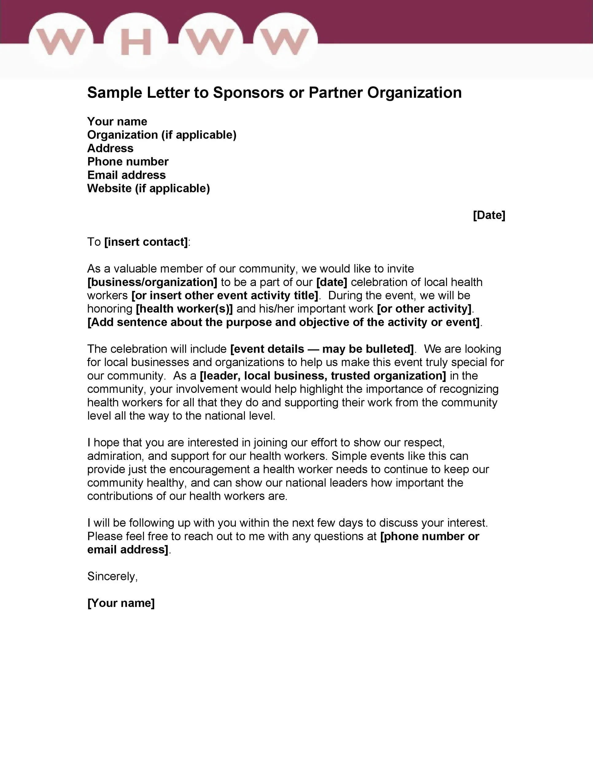 42607 sponsorship proposal cover letter call to action