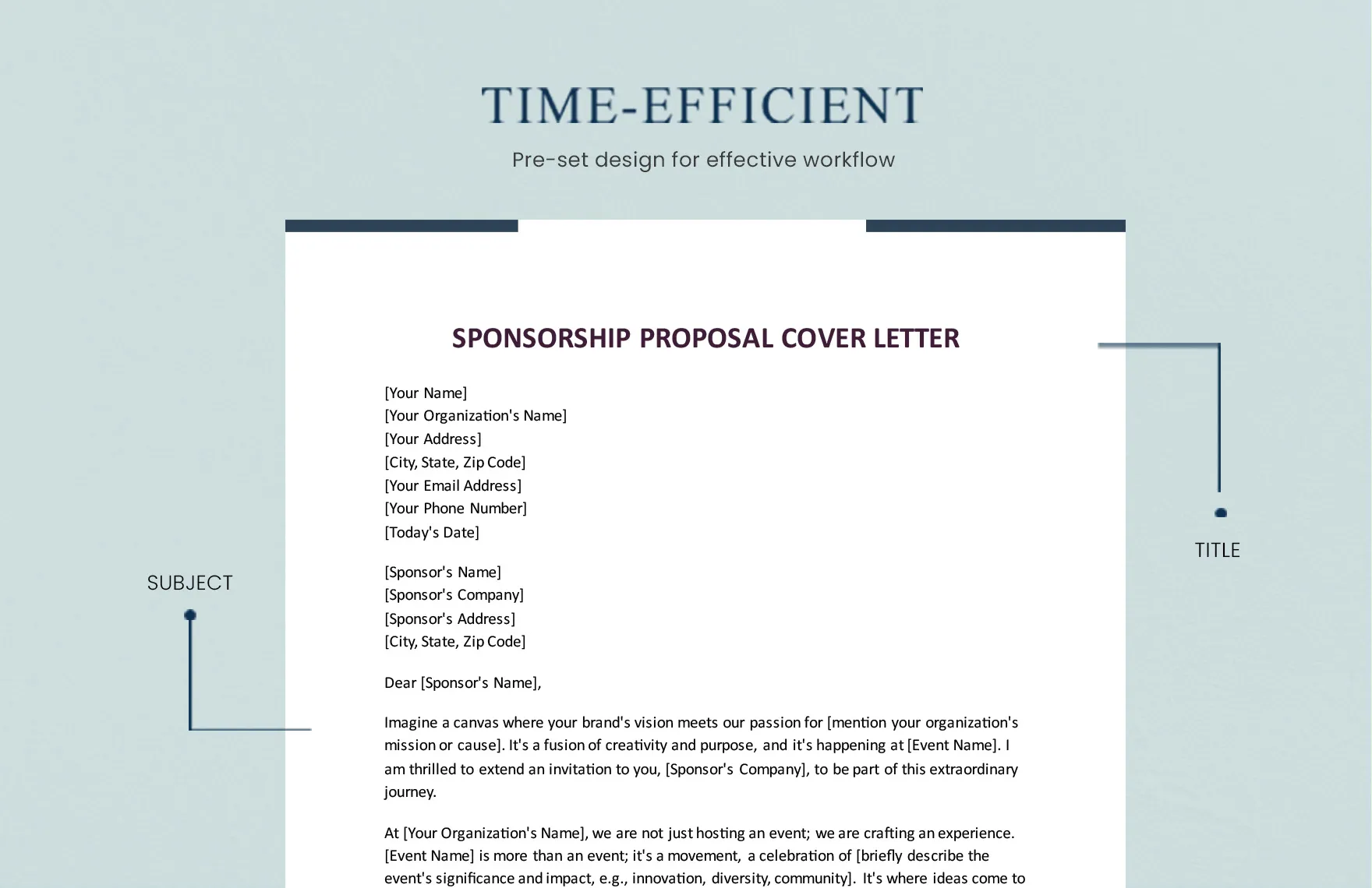 42607 sponsorship proposal cover letter template