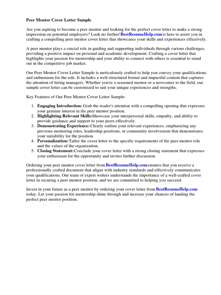 42618 peer mentor cover letter writing