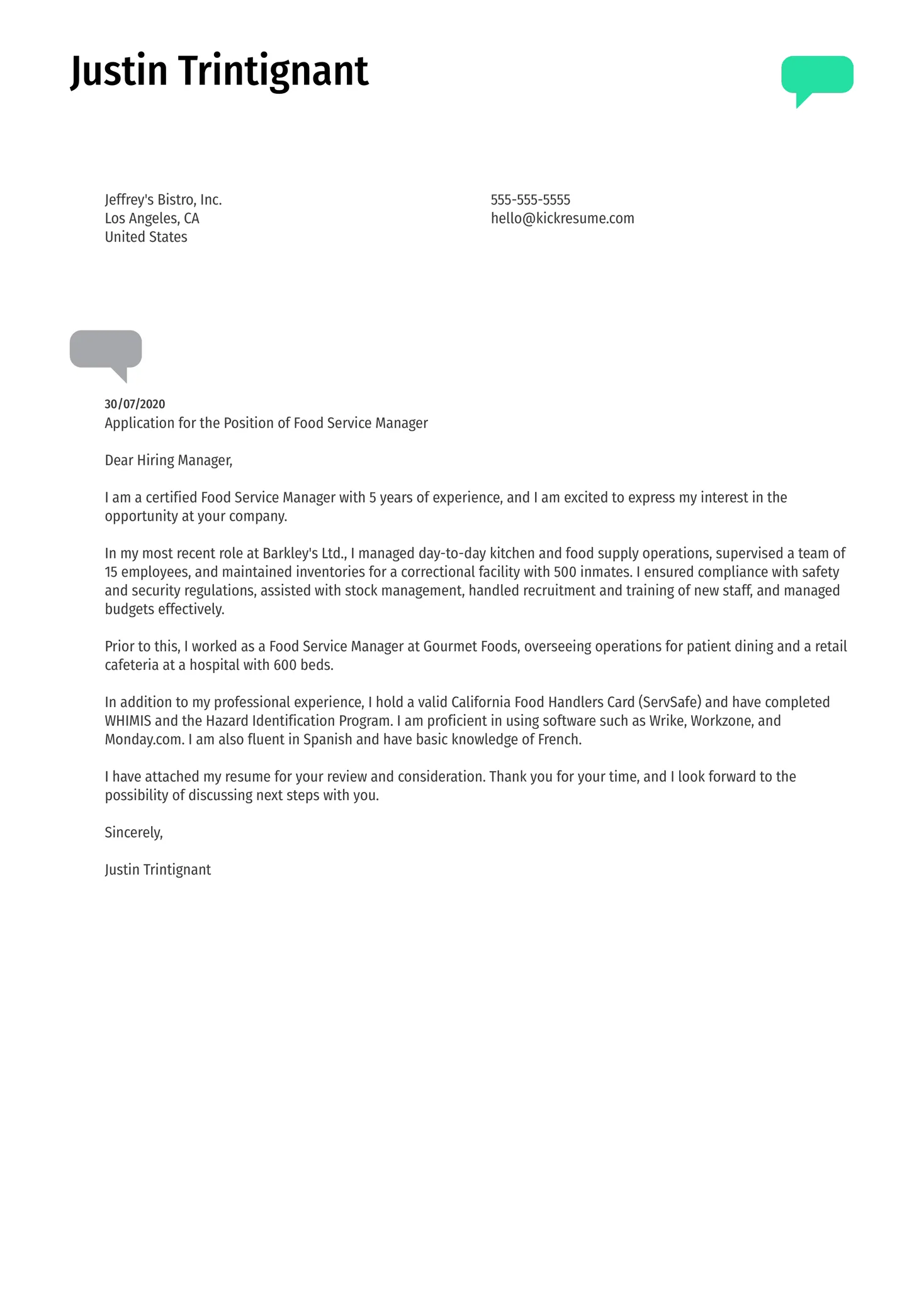 42630 cover letter formatting