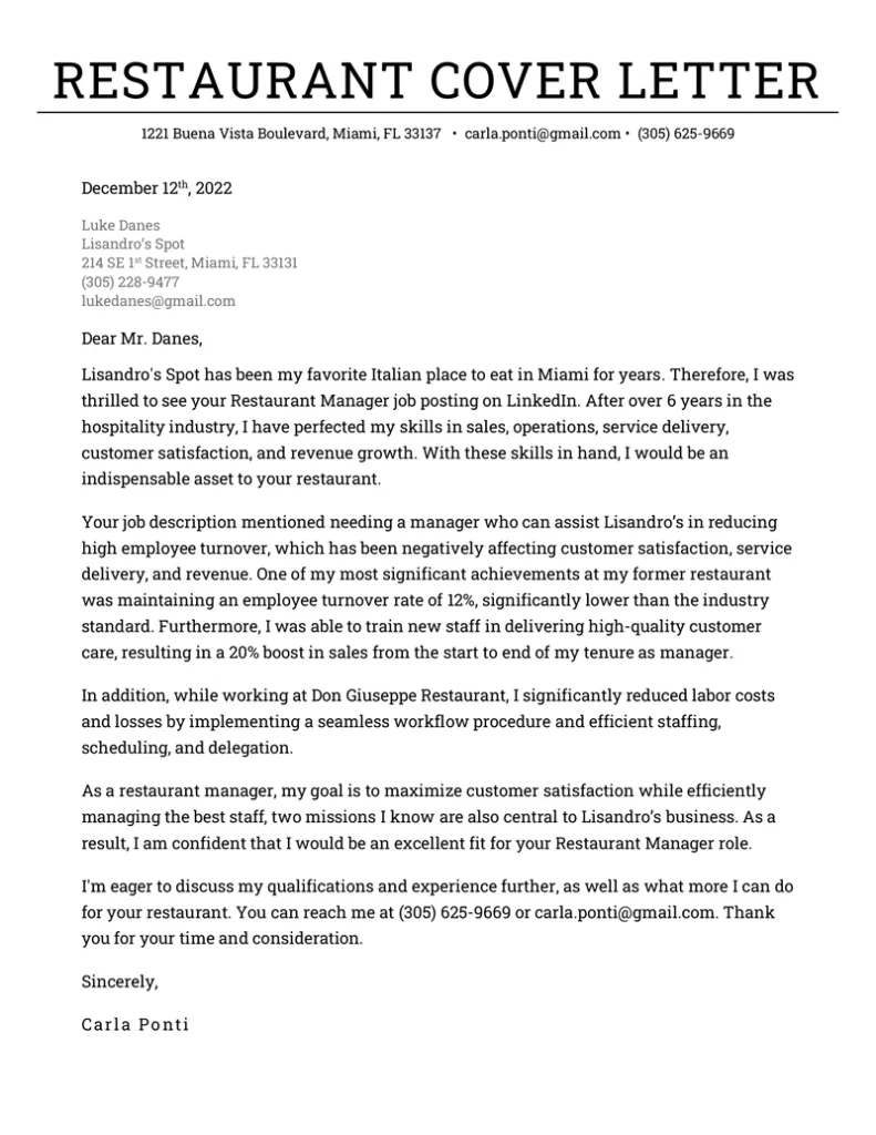 42630 restaurant experience