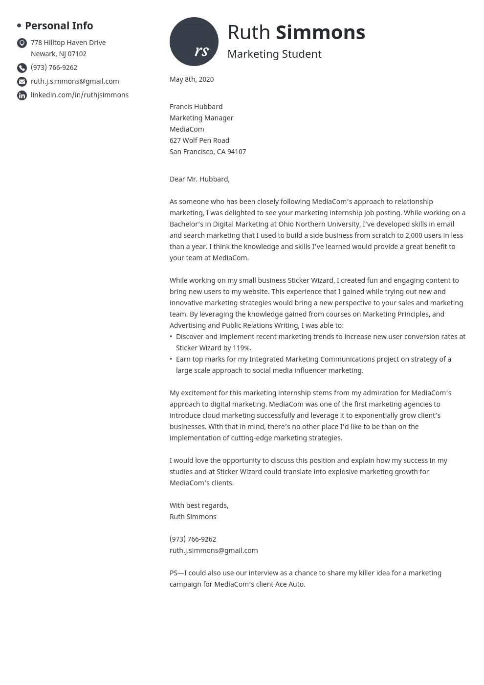 42652 formatting cover letter