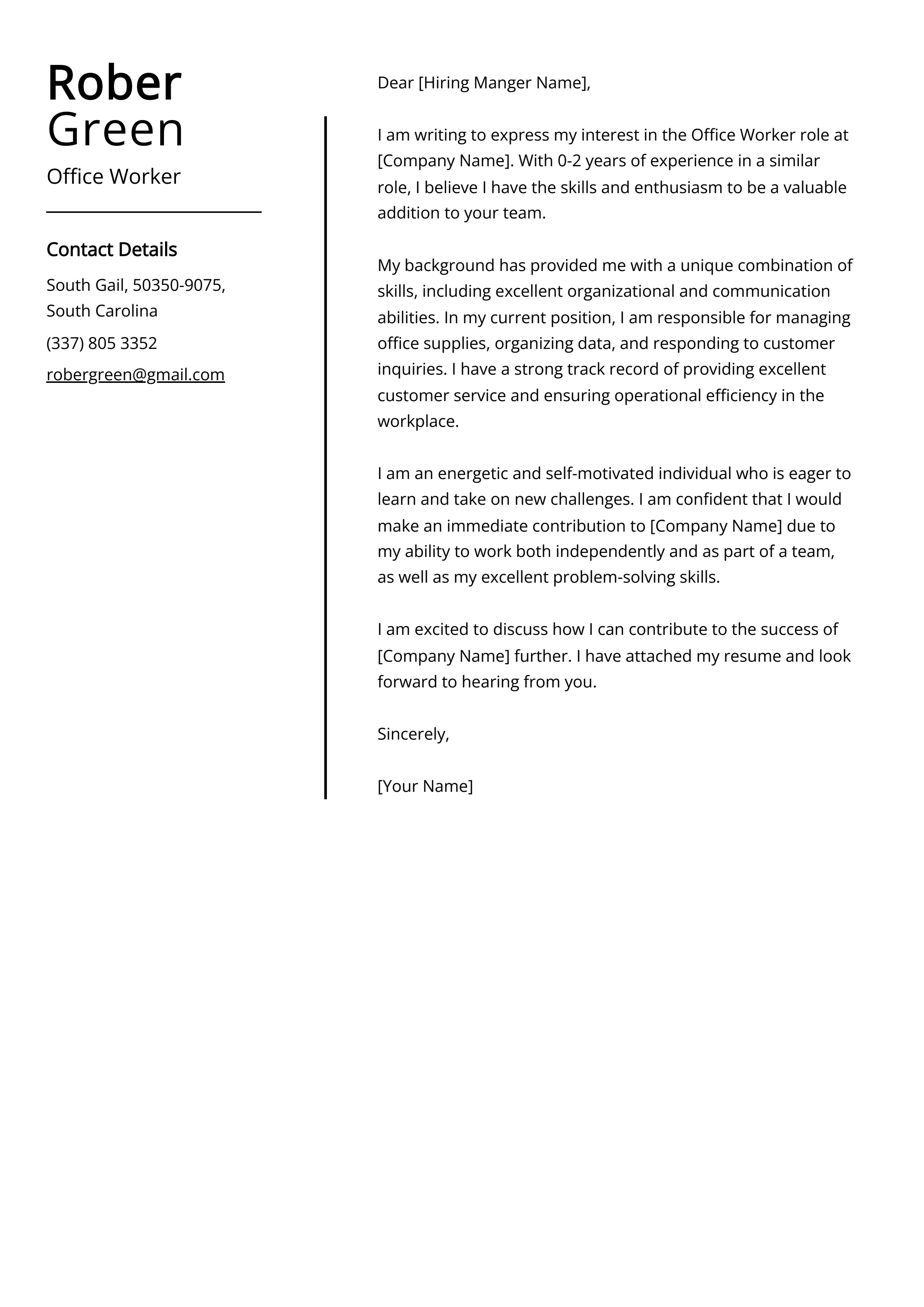 42663 executive assistant cover letter