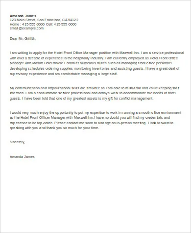 42663 receptionist cover letter