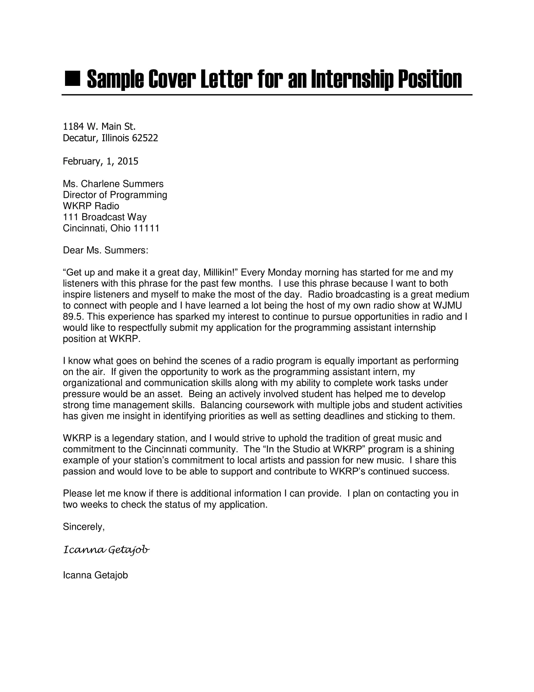 42664 student cover letter body