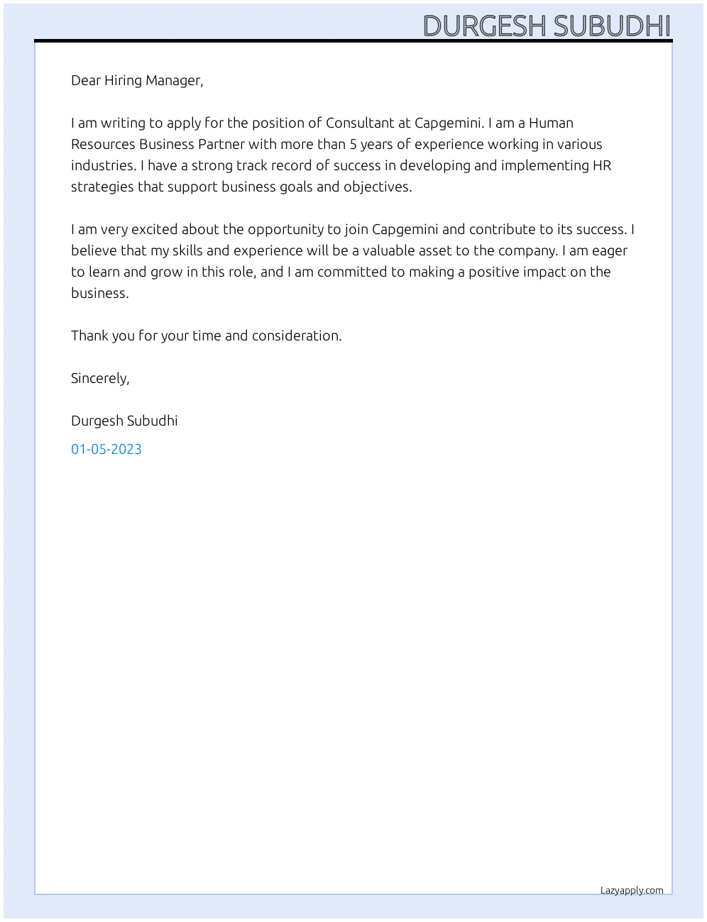 42691 it consultant cover letter company research