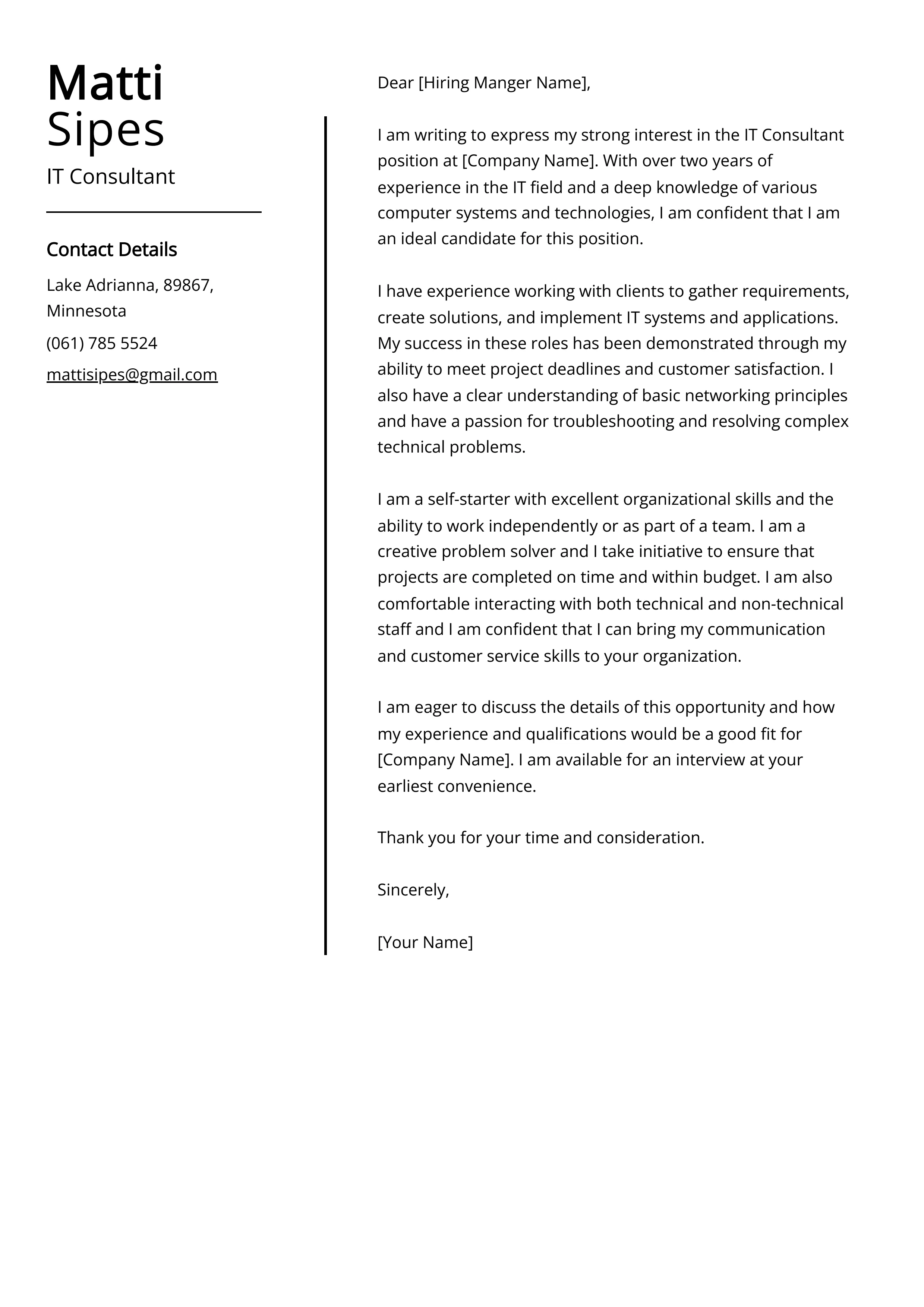 42691 it consultant cover letter proofread
