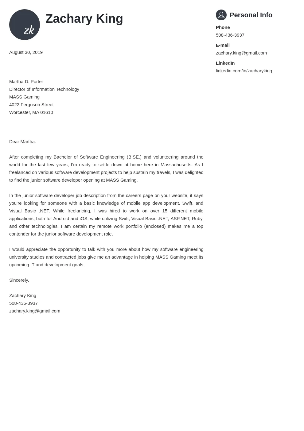 42700 enthusiasm cover letter