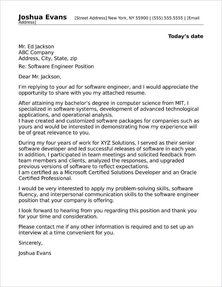 42700 software engineer cover letter