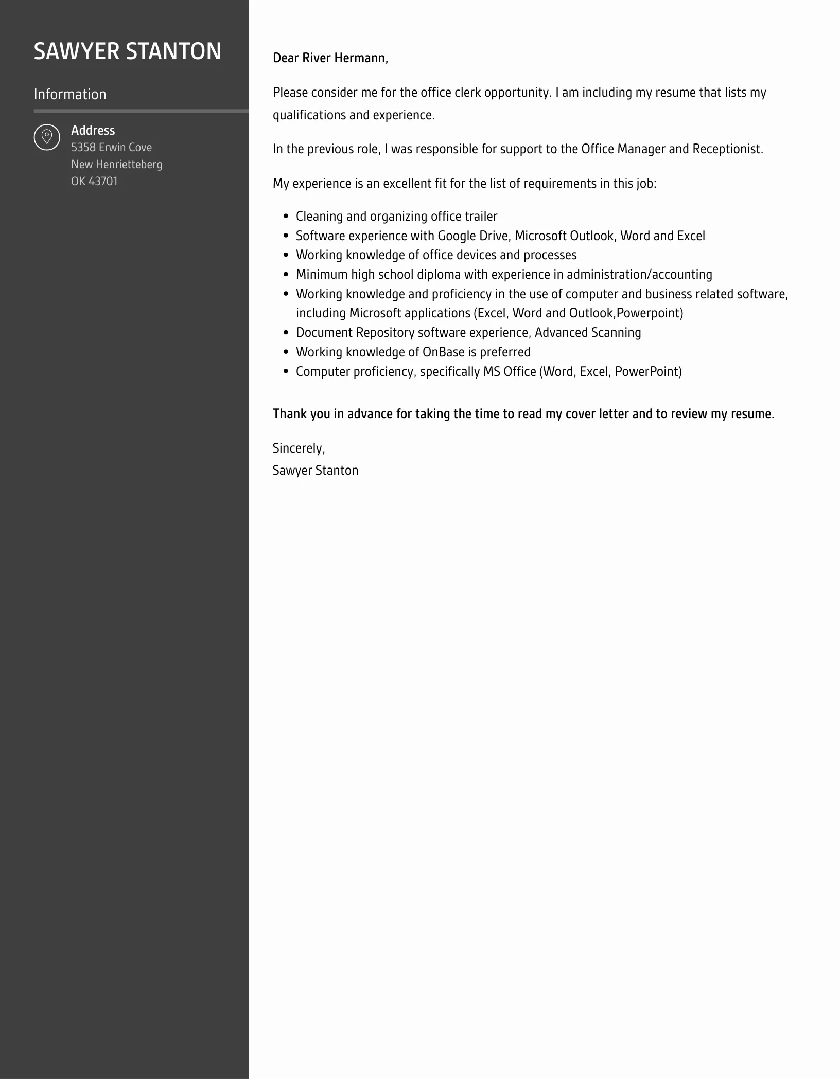 42702 clerk typist cover letter templates