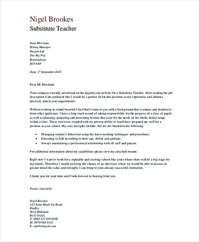 42723 teacher cover letter skills