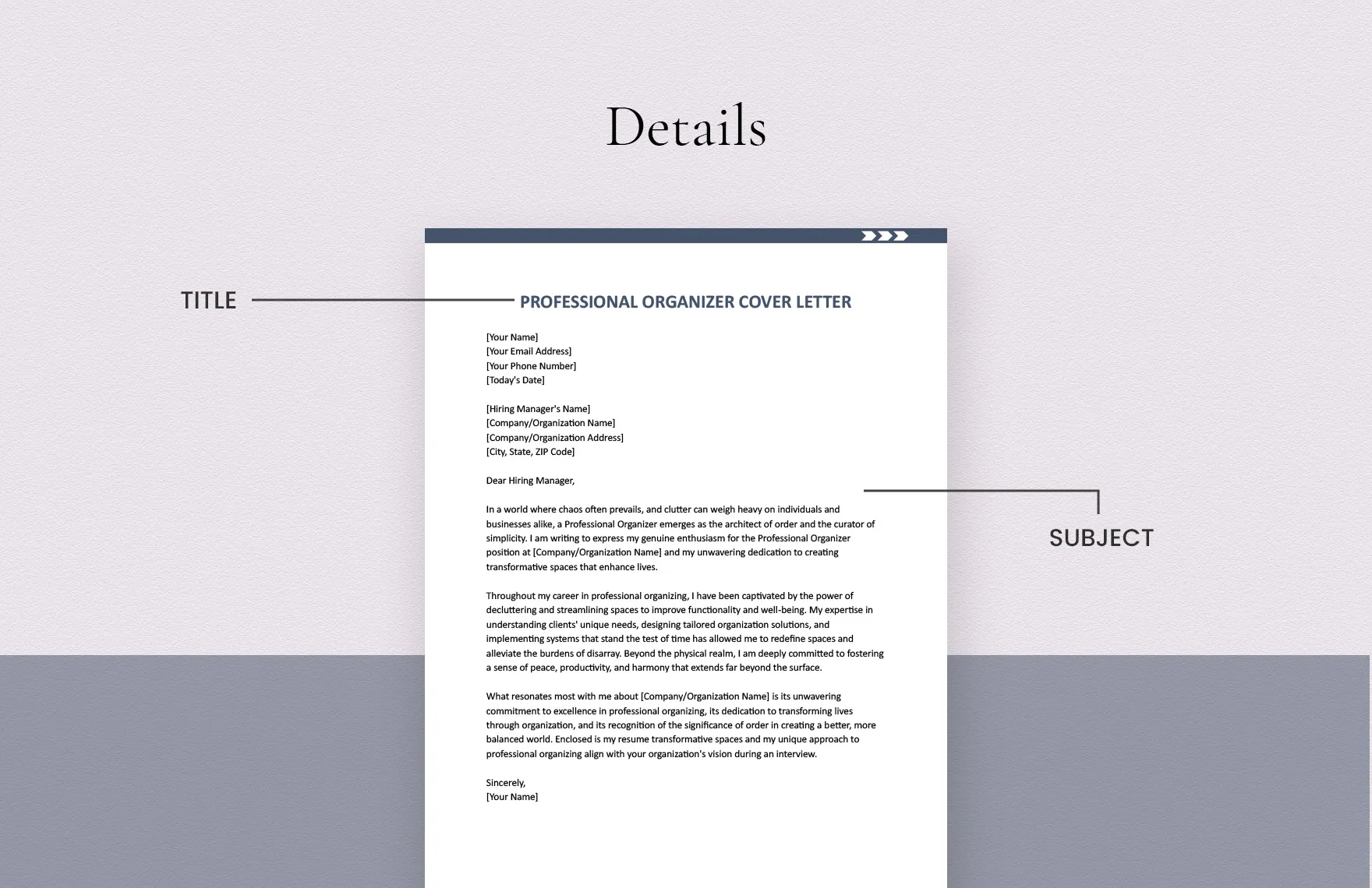 42742 cover letter organizer