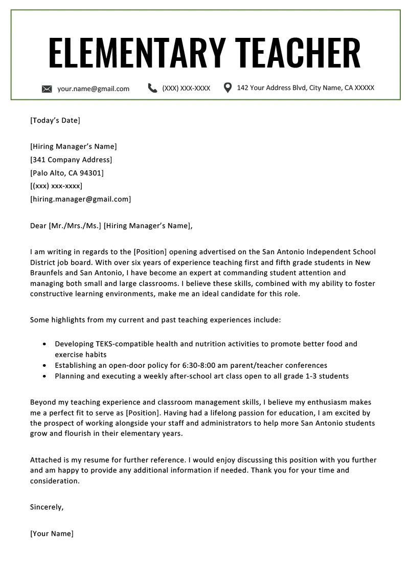 42750 teacher cover letter writing