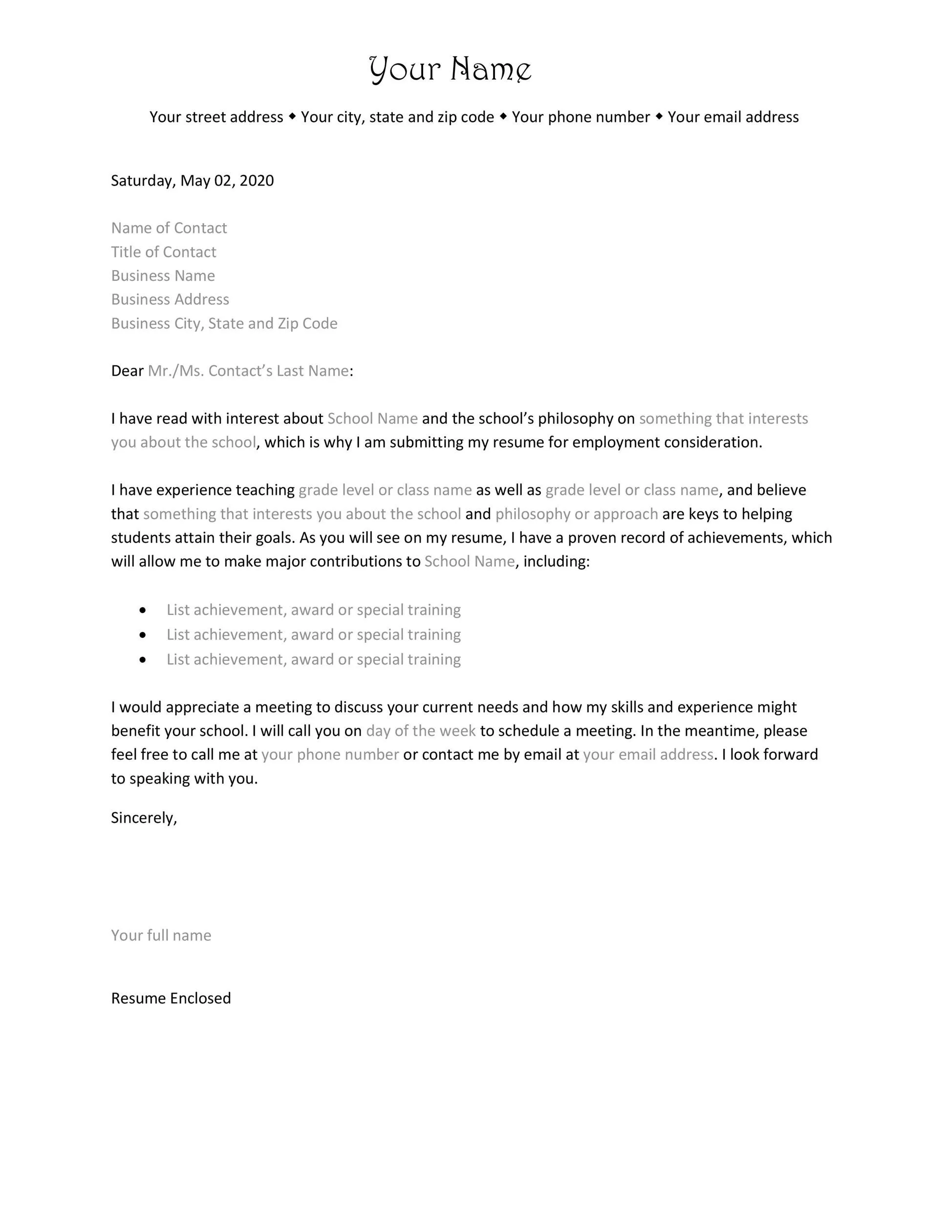 42751 cover letter formatting
