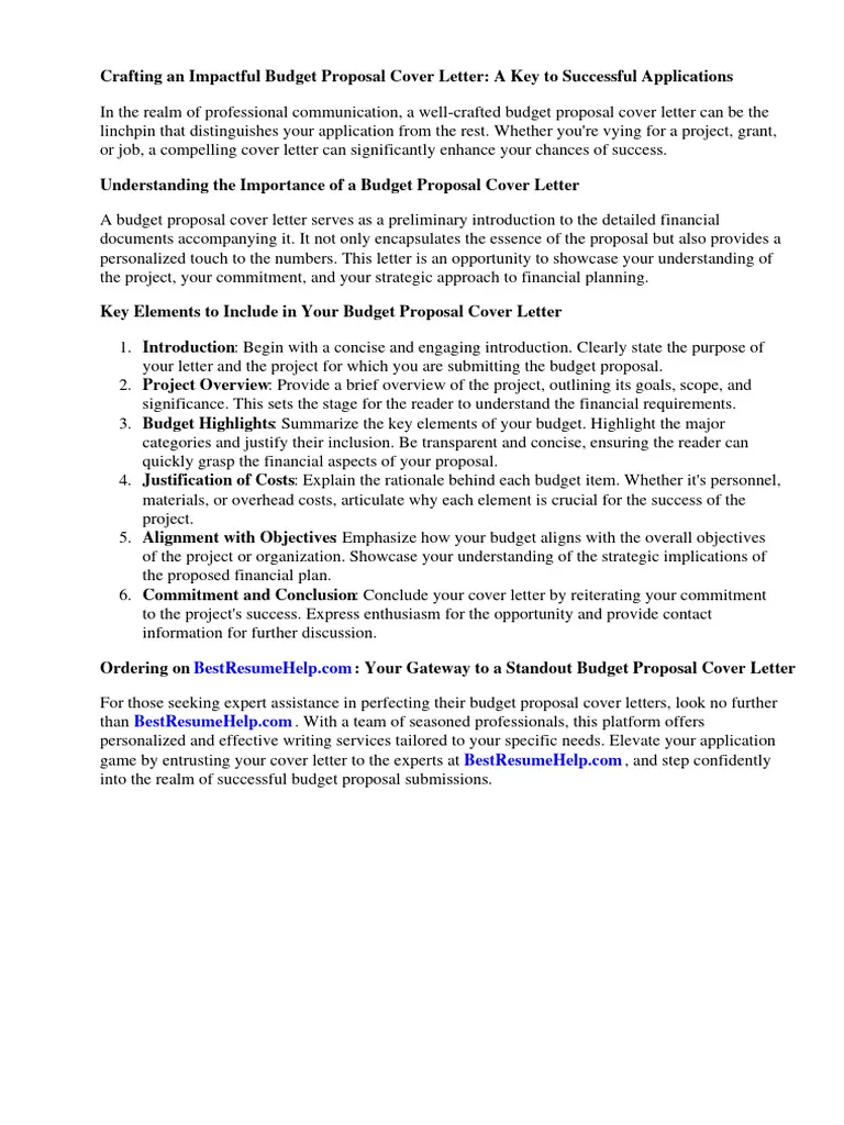 42755 budget proposal cover letter intro