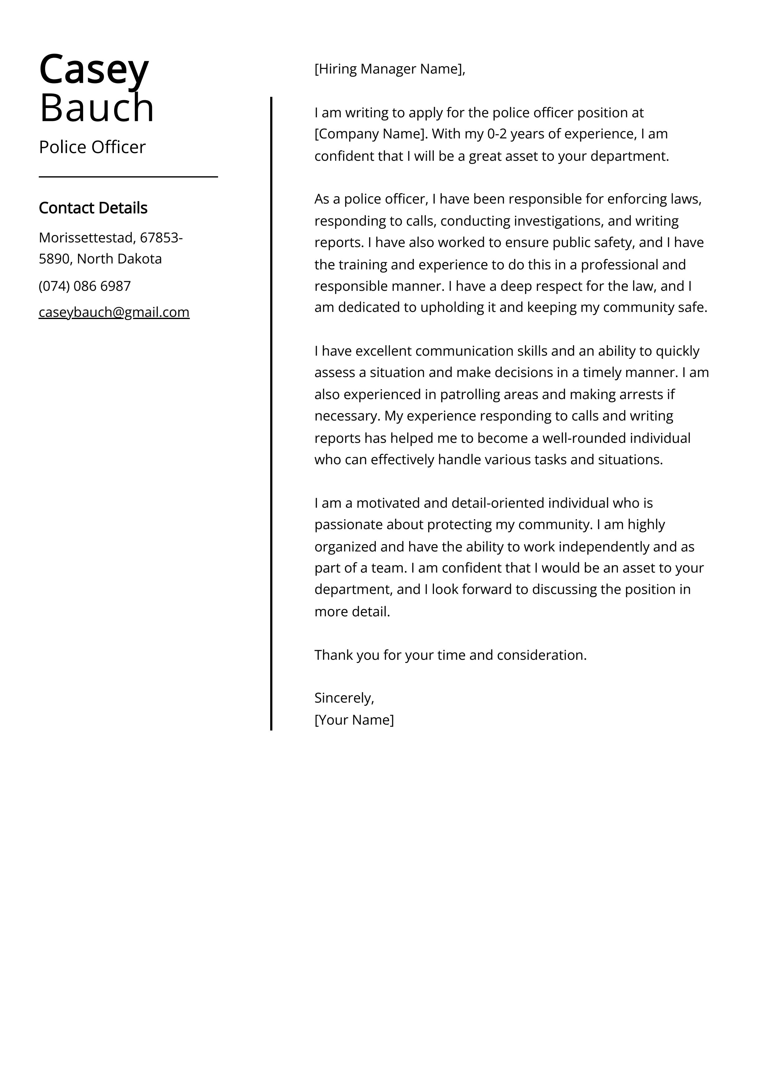 42781 police officer cover letter skills