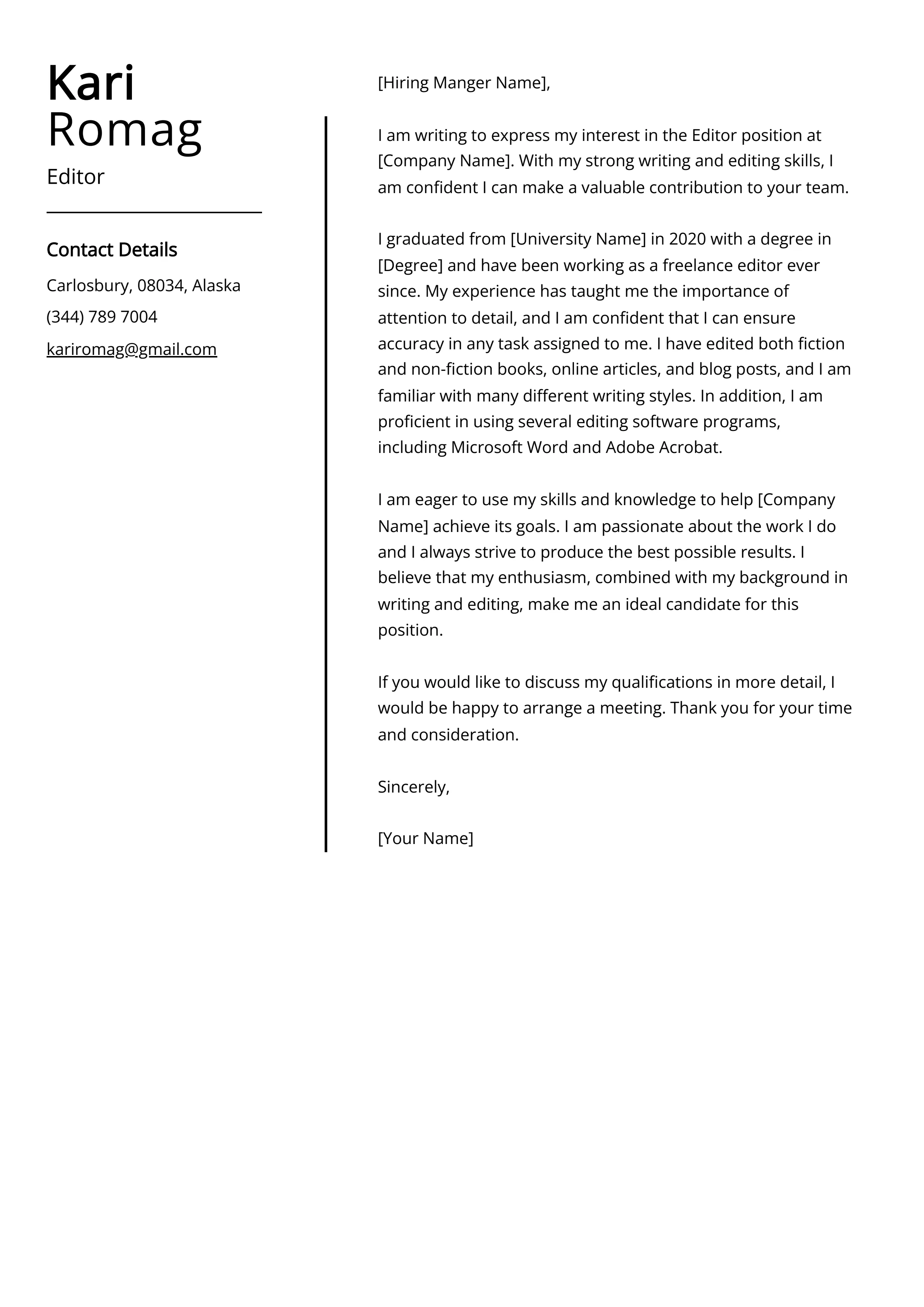 42784 content editor cover letter formatting