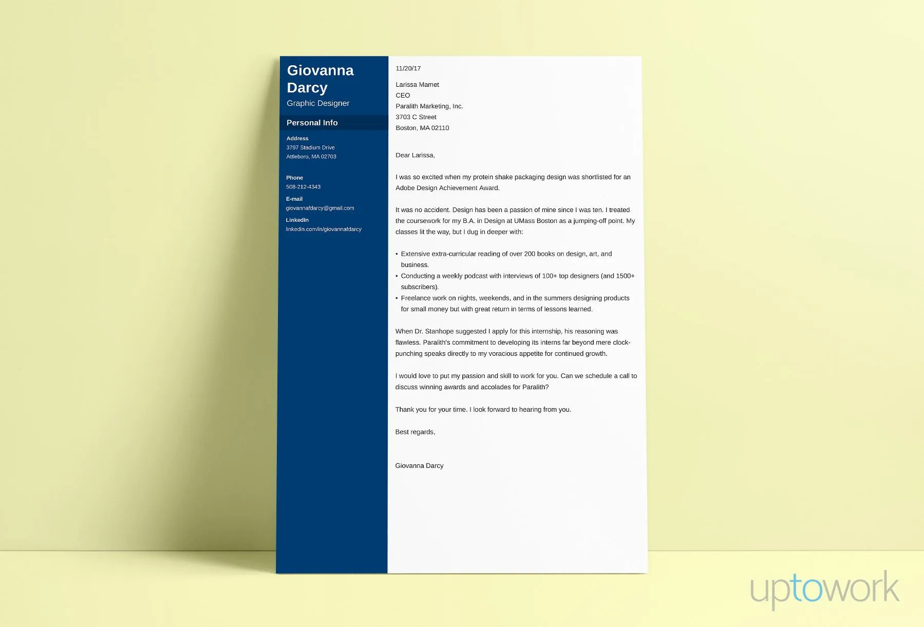 42795 enthusiasm in cover letter