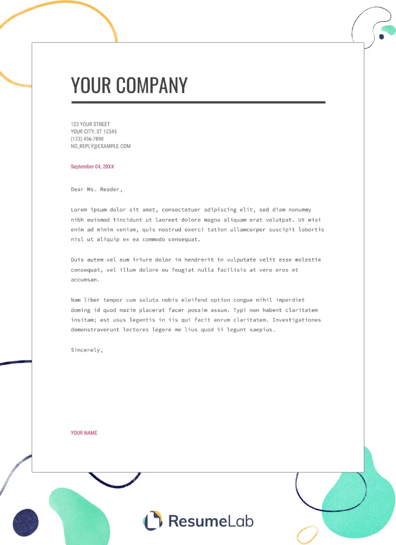 42801 cover letter formatting