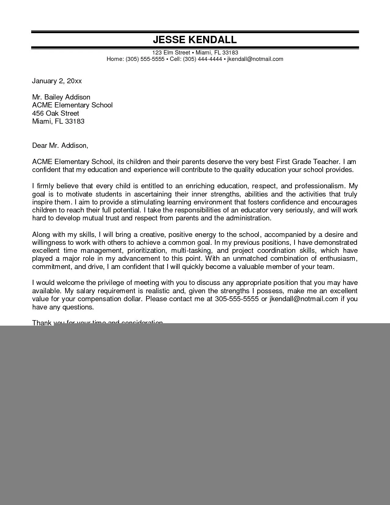 42817 teacher cover letter writing